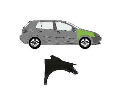 Pravý přední blatník VW Golf 5 Plus 05 09 01