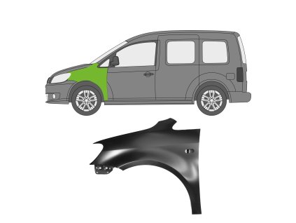 Přední blatníky vw caddy III 2K Facelift levý