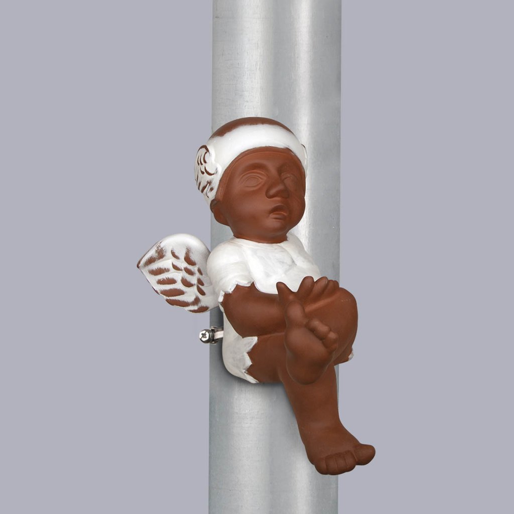 103007 Engel 44cm WeißGebürstet Fallrohr