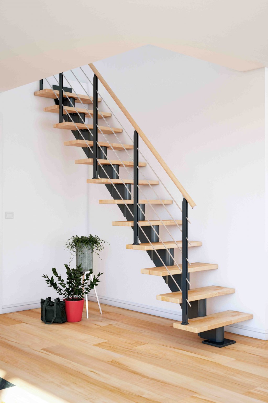 staircase hamburg beech straight anthracite design dolle a