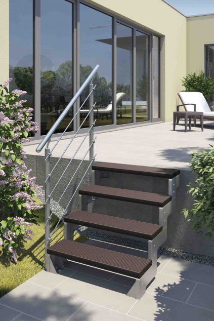 aussentreppe dolle gardentop 4 stufen trimax dunkelbraun 0409951 gelaender mitl staebe edelstahl CMYK