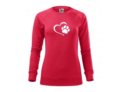 DADDIES mikina bez kapuce srdce a packa cervena