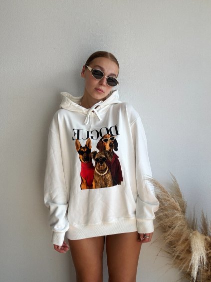 MIKINA S KAPUCŇOU - DOGUE BIELA