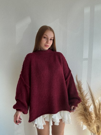 OVERSIZE SVETER NALA - BORDOVÁ