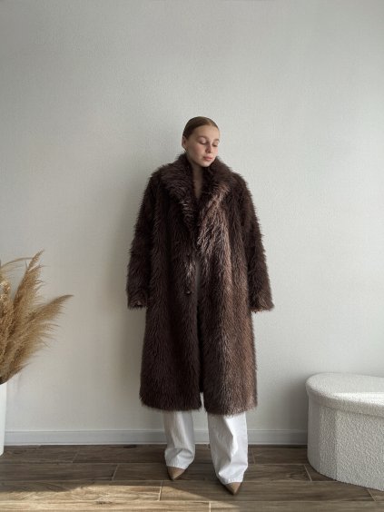 MAXI KOŽUCH RUTH - ČOKOLÁDOVÁ