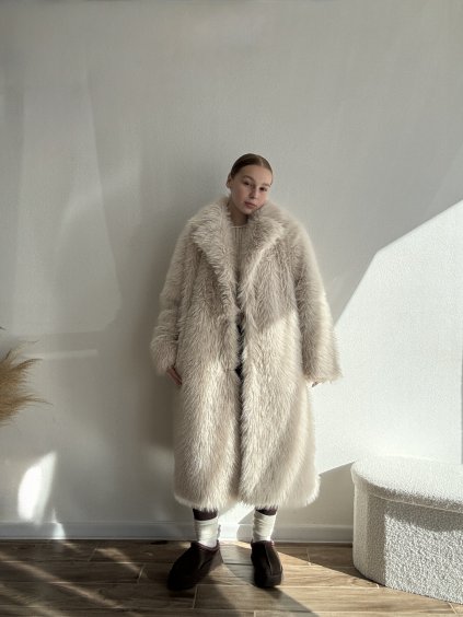 MAXI KOŽUCH RUTH - KRÉMOVÁ