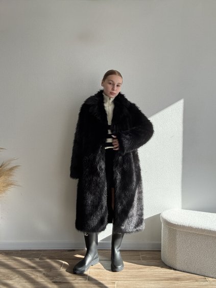 MAXI KOŽUCH RUTH - ČIERNA