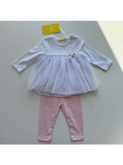 Dievčenský komplet Willa biela s ružovými legínami