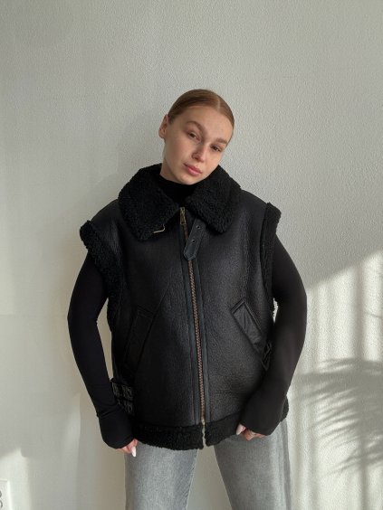 KOŽUŠINOVÁ VESTA NANY - ČIERNA