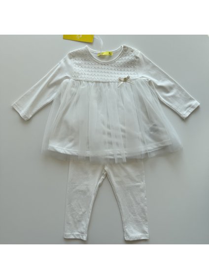 Dievčenský komplet Willa biela s bielymi legínami