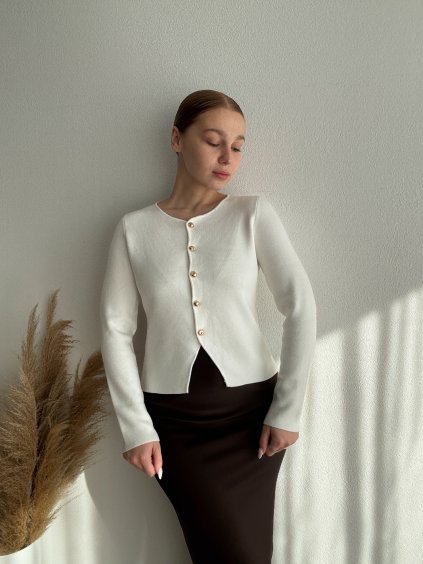 Svetrík na gombíky JOE - BIELA