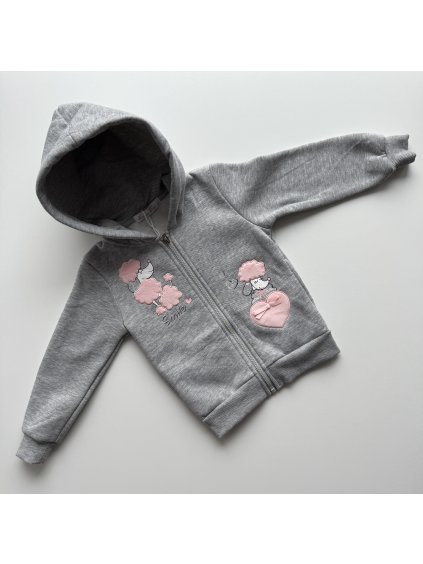 Dievčenská zateplená mikina Pudlík sivá