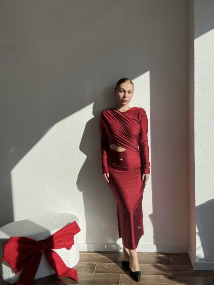 KAMIENKOVÉ ŠATY X-MAS - ČERVENÁ