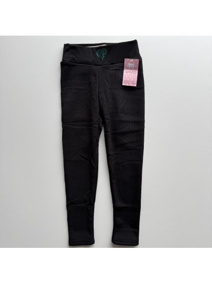 Dievčenské zateplené legíny so zeleným srdiečkom