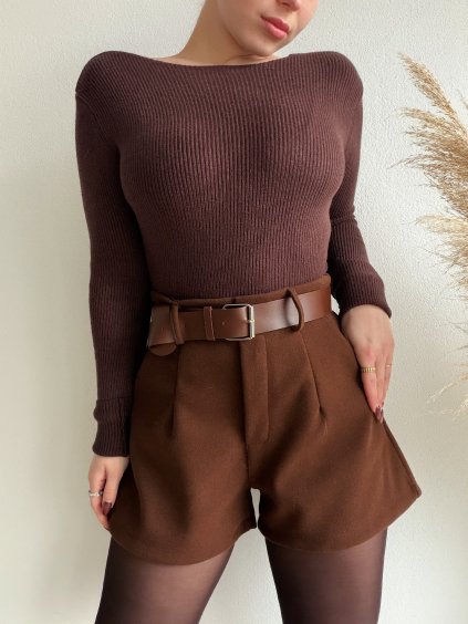 ŠORTKY S OPASKOM ARET -  ČOKOLÁDOVÁ