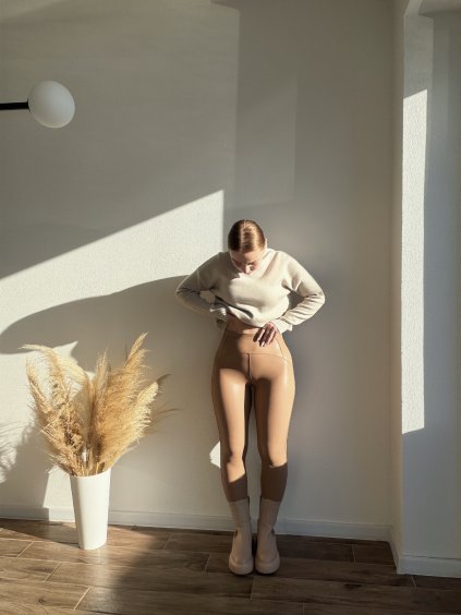 Koženkové tvarujúce leginy - NIKOS - BÉŽOVÁ