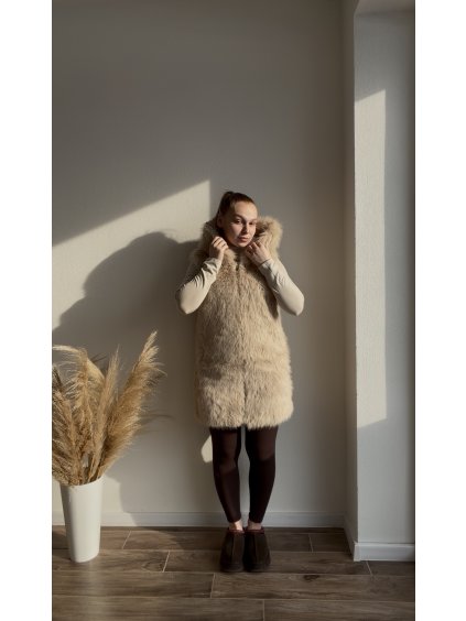 KOŽUŠINOVÁ VESTA LENO - BÉŽOVÁ