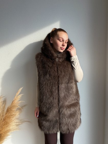 KOŽUŠINOVÁ VESTA LENO - ČOKOLÁDOVÁ