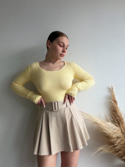 BÉŽOVÝ PLISOVANÝ SKORT - LOLLI
