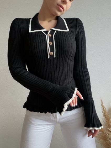 ÚPLETOVÝ PULOVER - CHANEL - ČIERNA