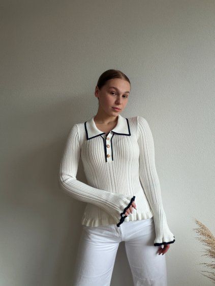 ÚPLETOVÝ PULOVER - CHANEL - BIELA