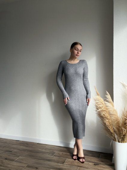 ÚPLETOVÉ ŠATY ESY - SIVÁ