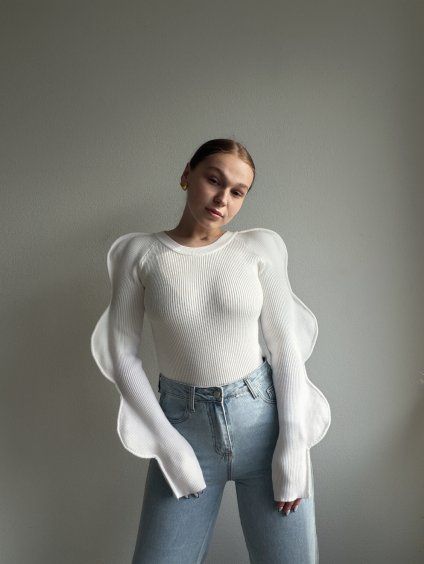 ÚPLETOVÝ PULOVER ARVO - BIELA