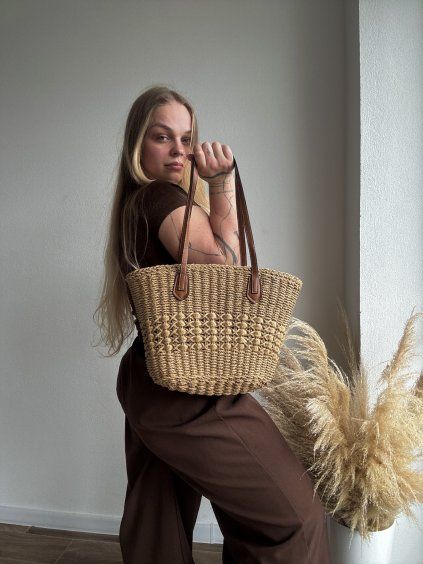 KOŠÍKOVÁ KABELKA AMELIA - HNEDÁ