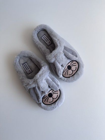 KOŽUŠINKOVÉ DOMÁCE PAPUČKY BUNNY SIVÁ