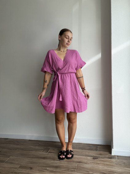 MUŠELINOVÉ ŠATY ELIZ - RUŽOVÁ