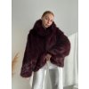 KOŽUCH S KAPUCŇOU NINA - BURGUNDY