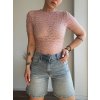 TRANSPARENTNÝ ČIPKOVANÝ TOP  - CELIN - RUŽOVÝ