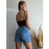 DENIM ŠORTKY S ASYMETRICKÝM PÁSOM - MODRÁ
