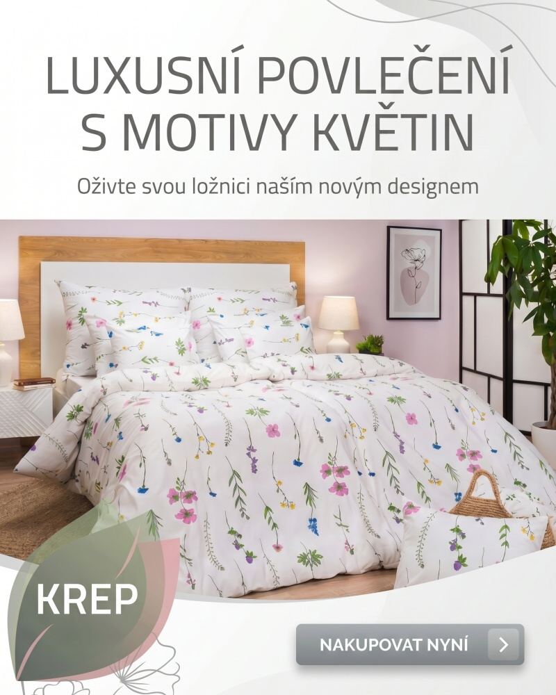 Jemné krepové povlečení s motivy květin do ložnice
