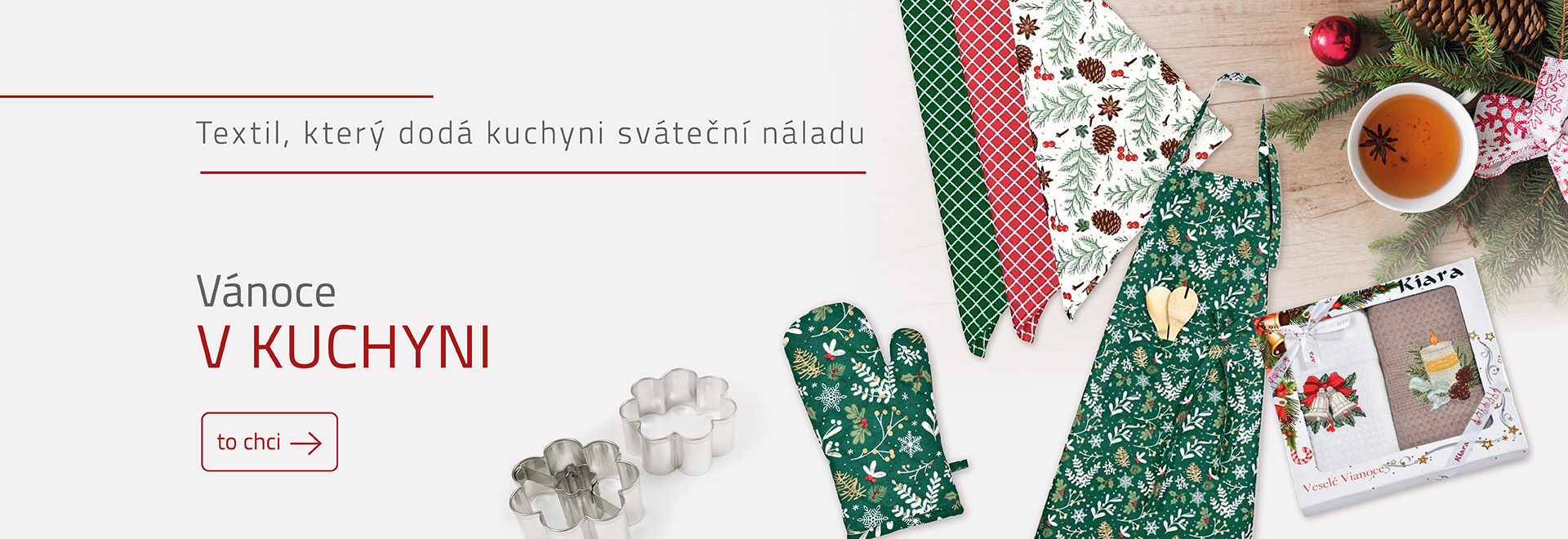 Vánoční textil, který dodá kuchyni sváteční náladu