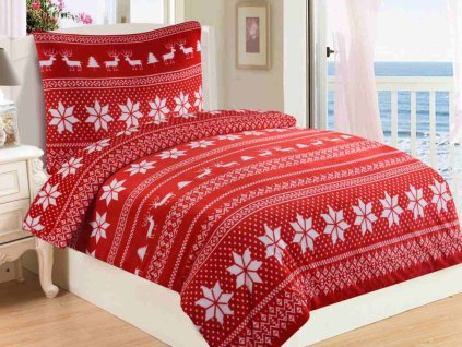 Povleceni mikroflanel winter red dadka vracov