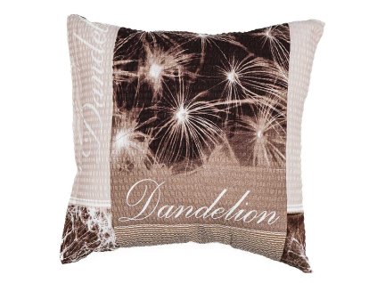 Povlak na polštář krep Pampelišky 3D hnědé (Rozměr 40x50)