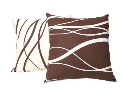 Povlak na polštář bavlna Vlny banánové/hnědé DUO (Rozměr 40x40)