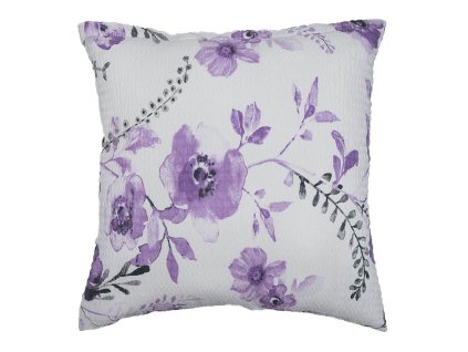 Povlak na polštář krep Kvítí fialové na bílém (Rozměr 70x90)