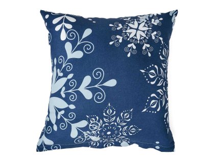 Povlak na polštář bavlna Snowflakes tmavě modré (Rozměr 40x40)
