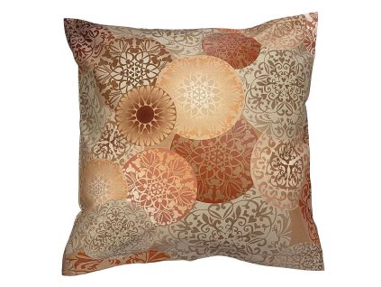 Povlak na polštář satén Mandaly hnědé (Rozměr 40x50)