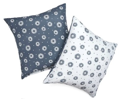 Povlak na polštář bavlna Anežka bílá/tmavě šedá DUO (Rozměr 70x90)