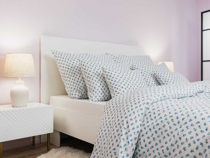 Povlak na polštář bavlna Malé růže modré (Rozměr 40x50)