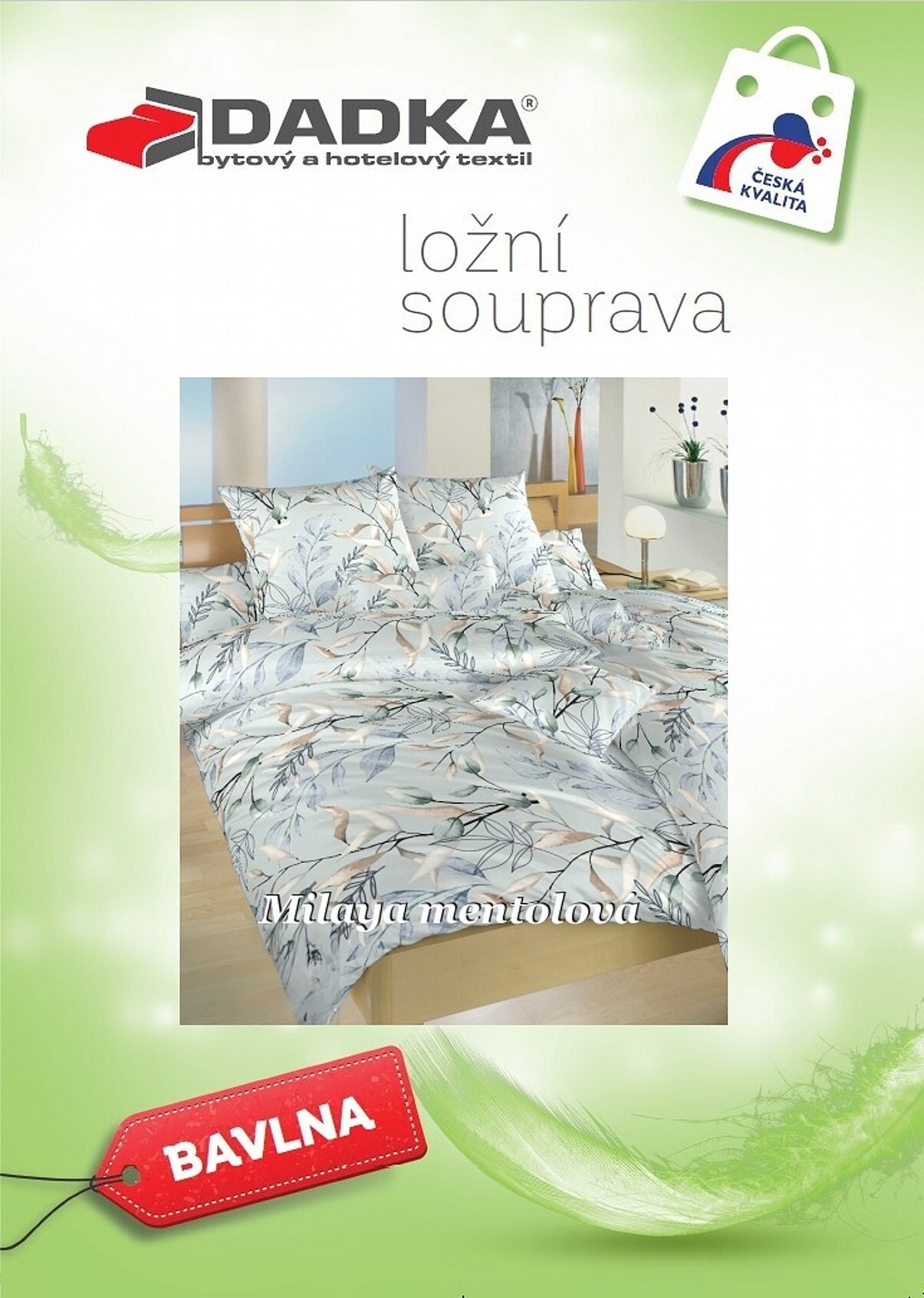 Povlečení bavlna Milaya mentol 140x200, 70x90 cm