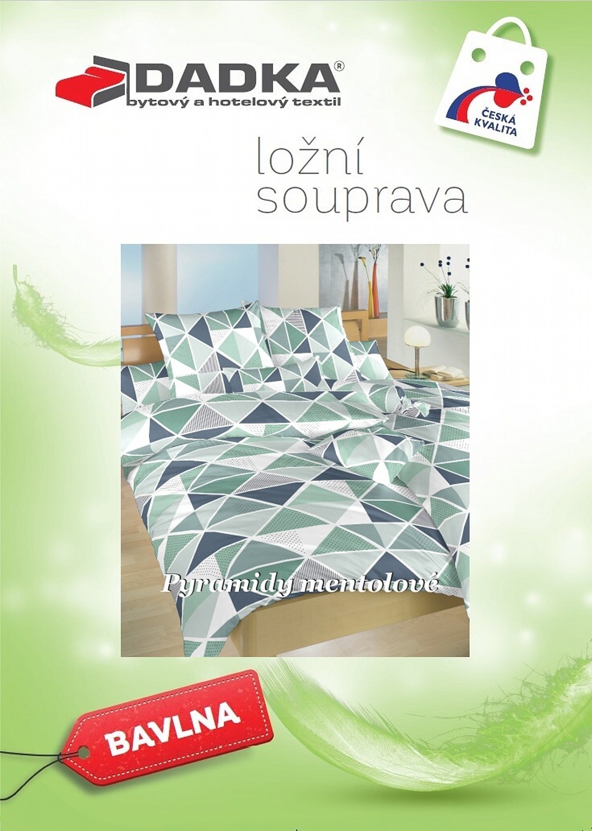 Povlečení bavlna Pyramidy mentol 140x200, 70x90 cm