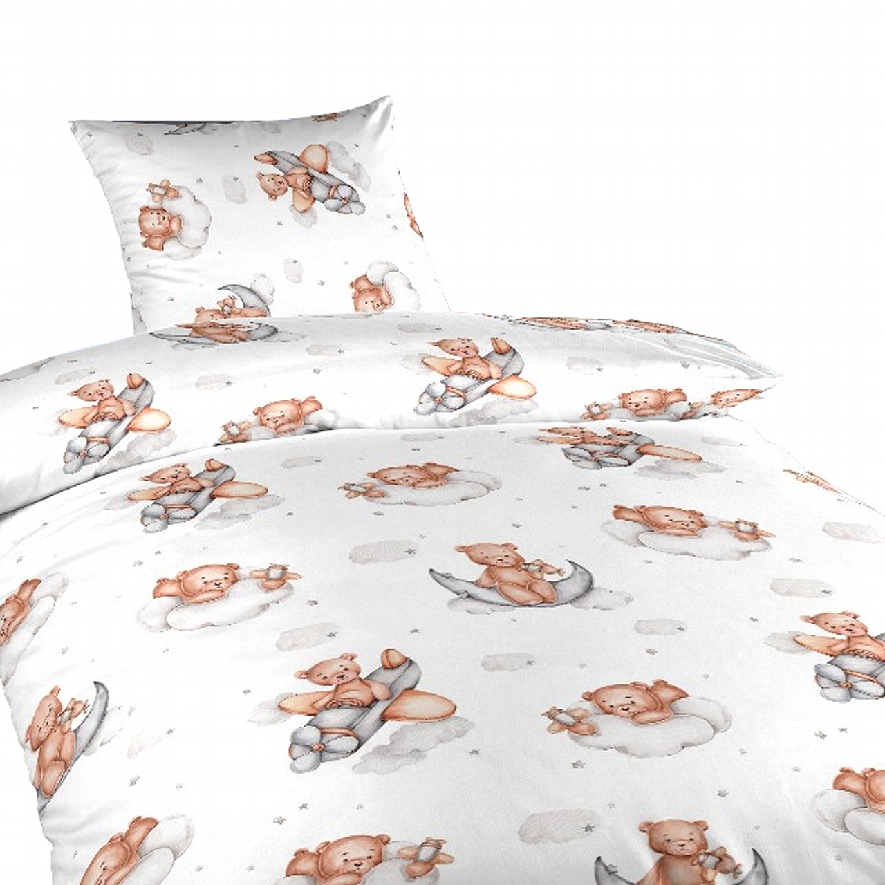 Povlečení bavlna do postýlky Teddy bear plane 90x130, 45x60 cm