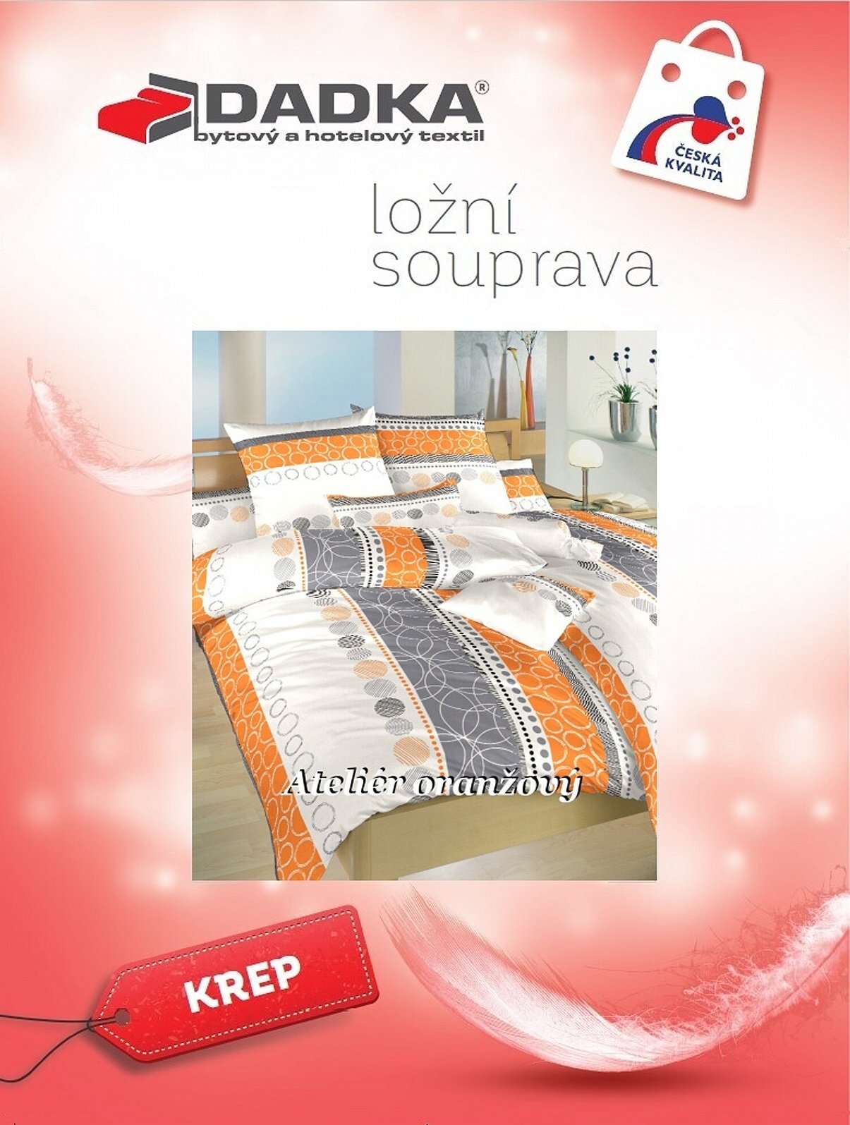 Povlečení krep Ateliér oranžový 140x200, 70x90 cm
