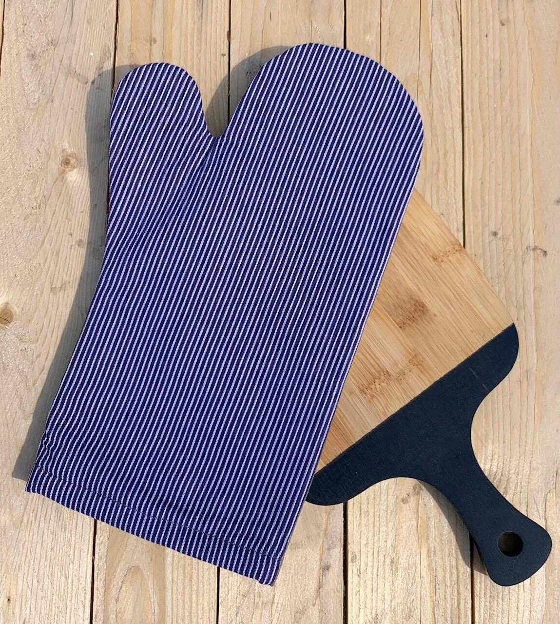 Grilovací set zástěra a chňapka denim