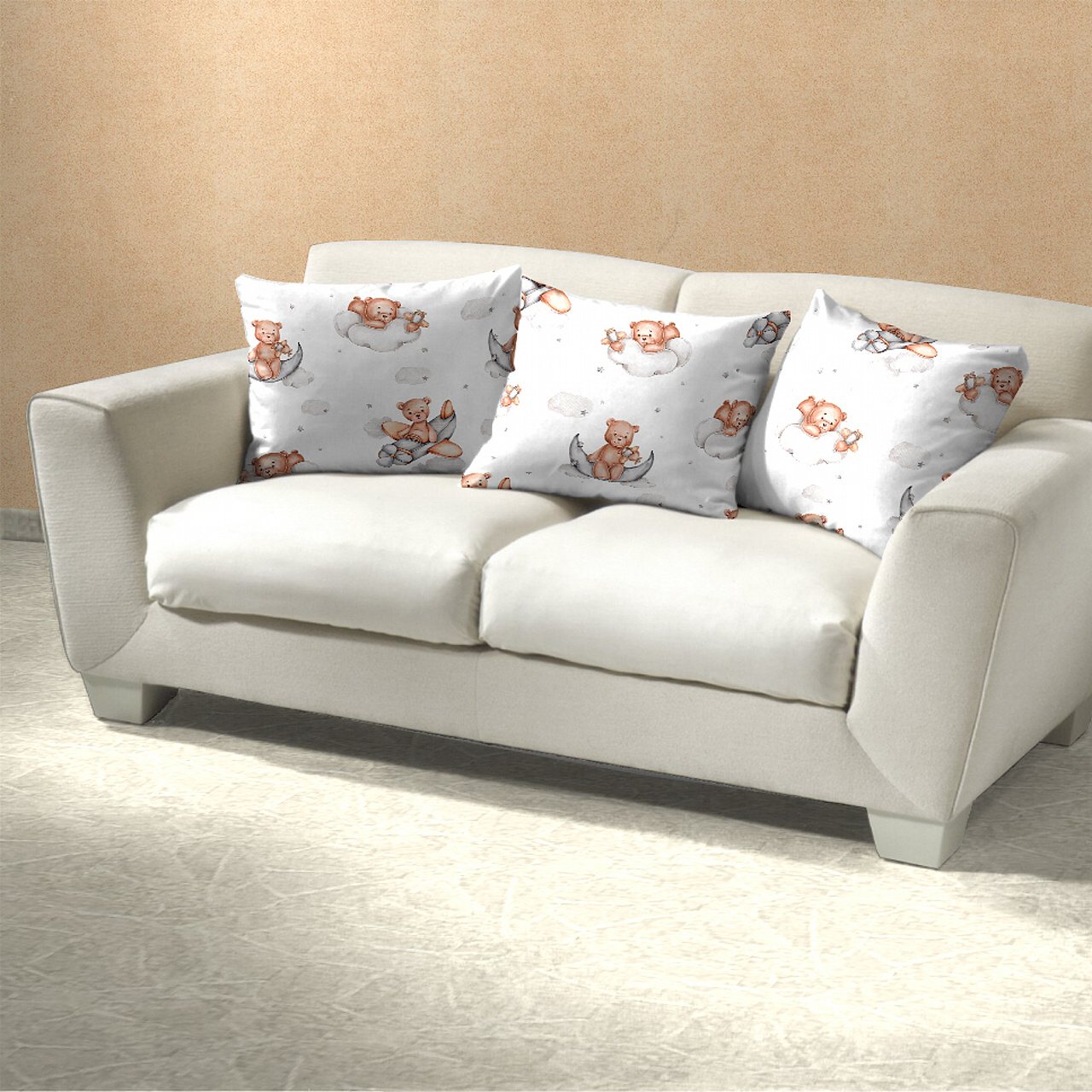 Povlečení bavlna Teddy Bear plane 140x200, 70x90 cm