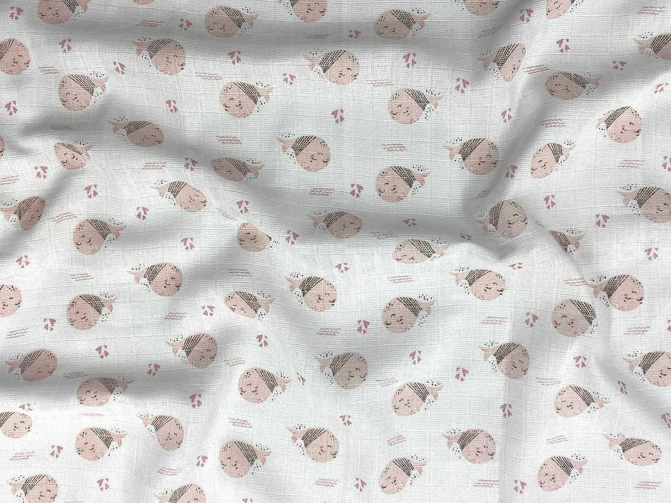 Látková plena 70x70 cm Růžová ryba (balení 5 ks)